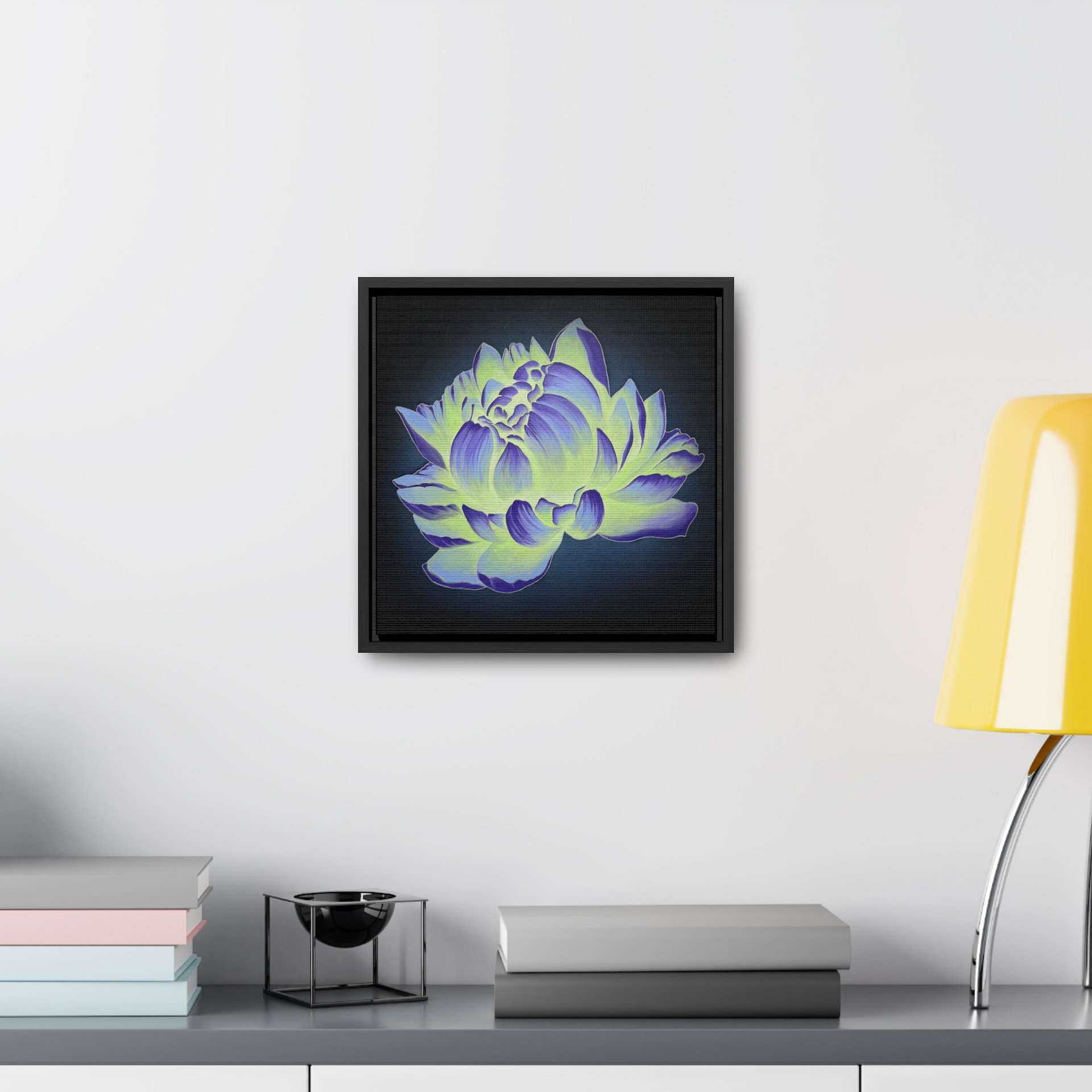 Green Purple Peony Soul Flower Framed Canvas Print - Image 4