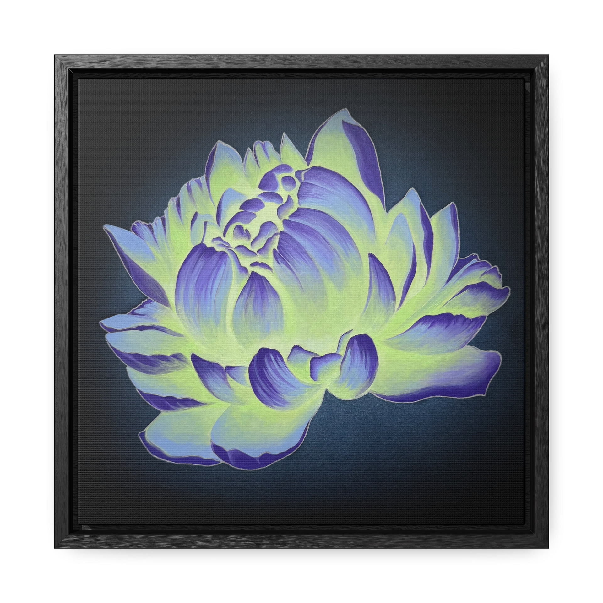 Green Purple Peony Soul Flower Framed Canvas Print