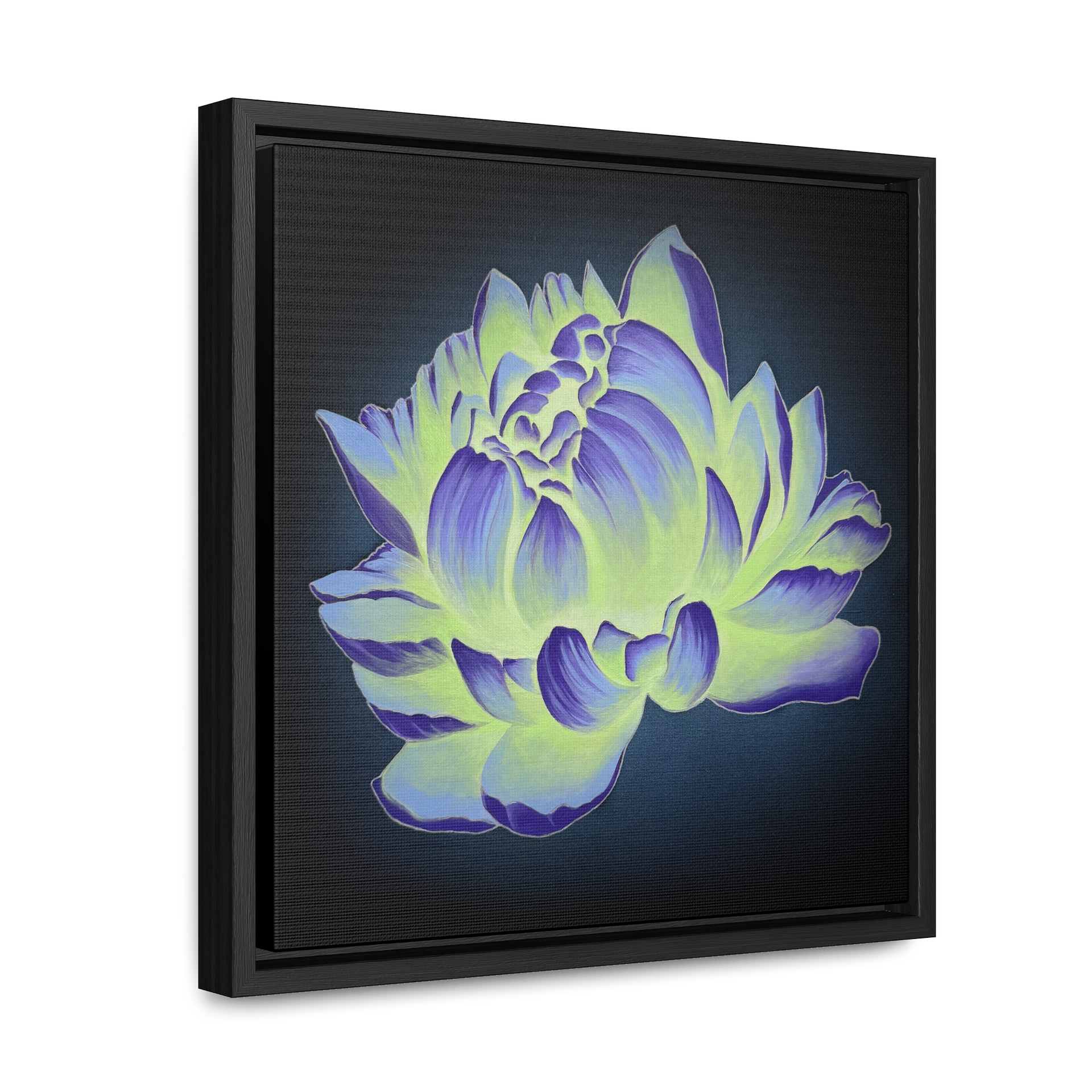 Green Purple Peony Soul Flower Framed Canvas Print - Image 2