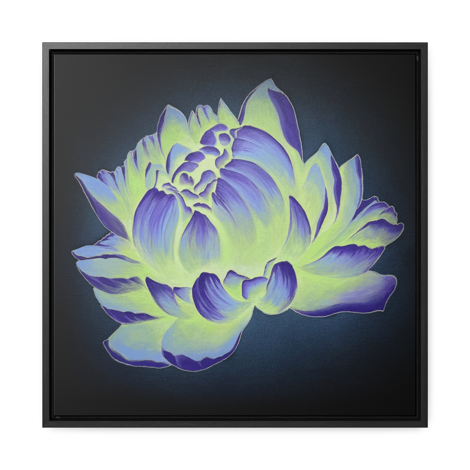 Green Purple Peony Soul Flower Framed Canvas Print - Image 5