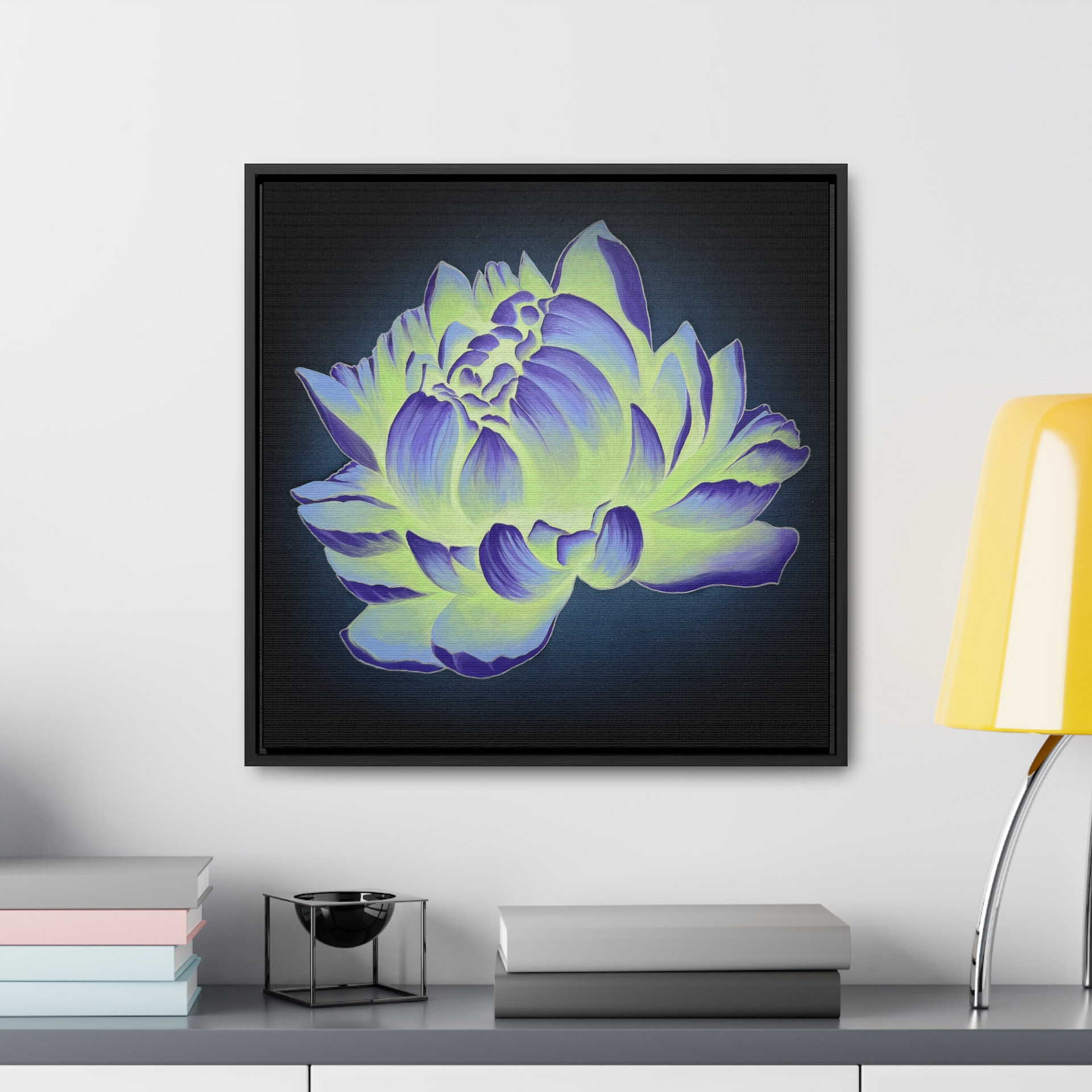 Green Purple Peony Soul Flower Framed Canvas Print - Image 8